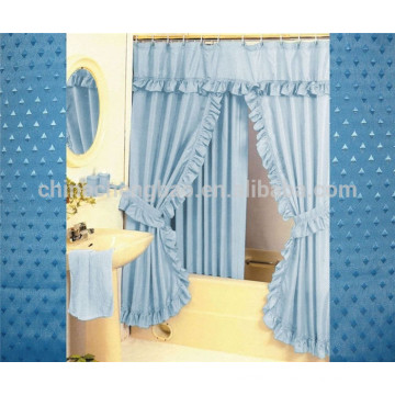 China supplier lace purfle double swag shower curtain with valance